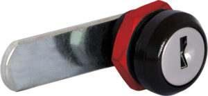 Plate-cylinder camlock with dust shutter and nut. Stainless steel camlock with plate cylinder