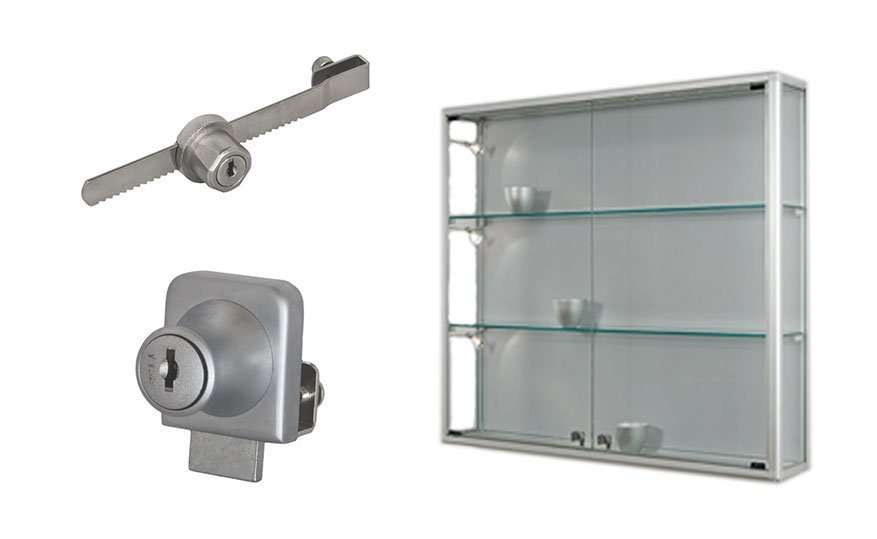Schlösser für Glastüren, auch ohne Bohren oder Durchstoßen des Glases Schlösser für Glastüren, auch ohne Bohren oder Durchstoßen des Glases