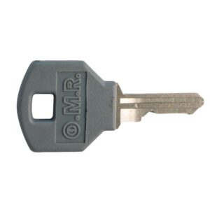 Chiave con impugnatura esagonale grigia e logo OMR modello SIMP00206