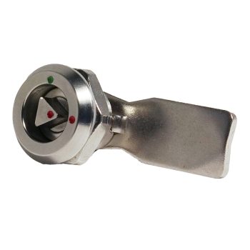 Chiusura a impronta triangolo in acciaio inox con indicatori di stato aperto/chiuso. Mod. IN165665