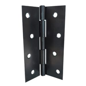 Cerniera piana in metallo verniciato nero in posizione semiaperta – OMR MCER00006