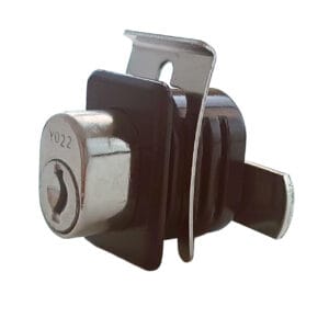 Serratura a Pulsante Ante Scorrevoli R220315 - con chiave reversibile - Vista 3/4 frontali