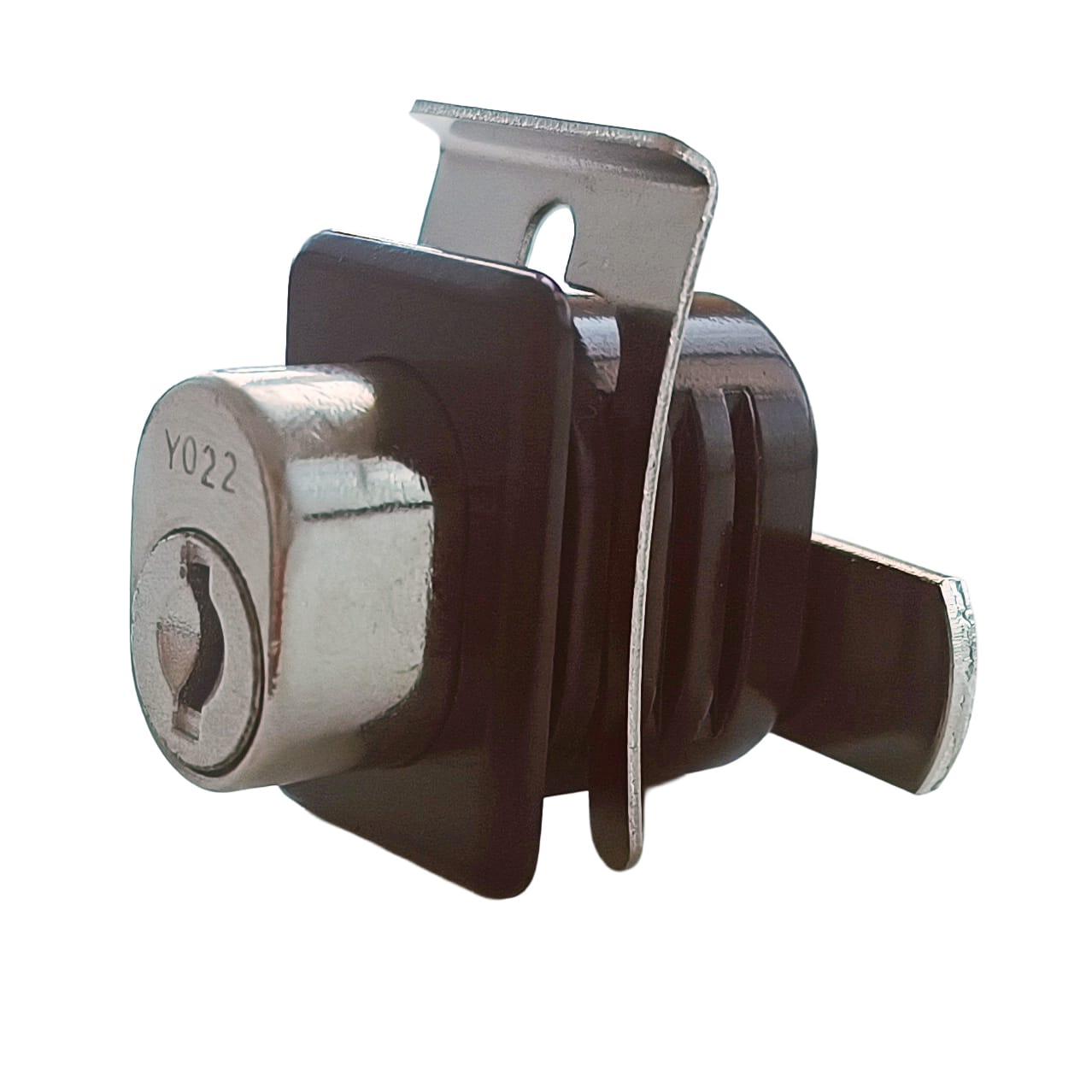 Serratura a Pulsante Ante Scorrevoli R220315 - con chiave reversibile - Vista 3/4 frontali